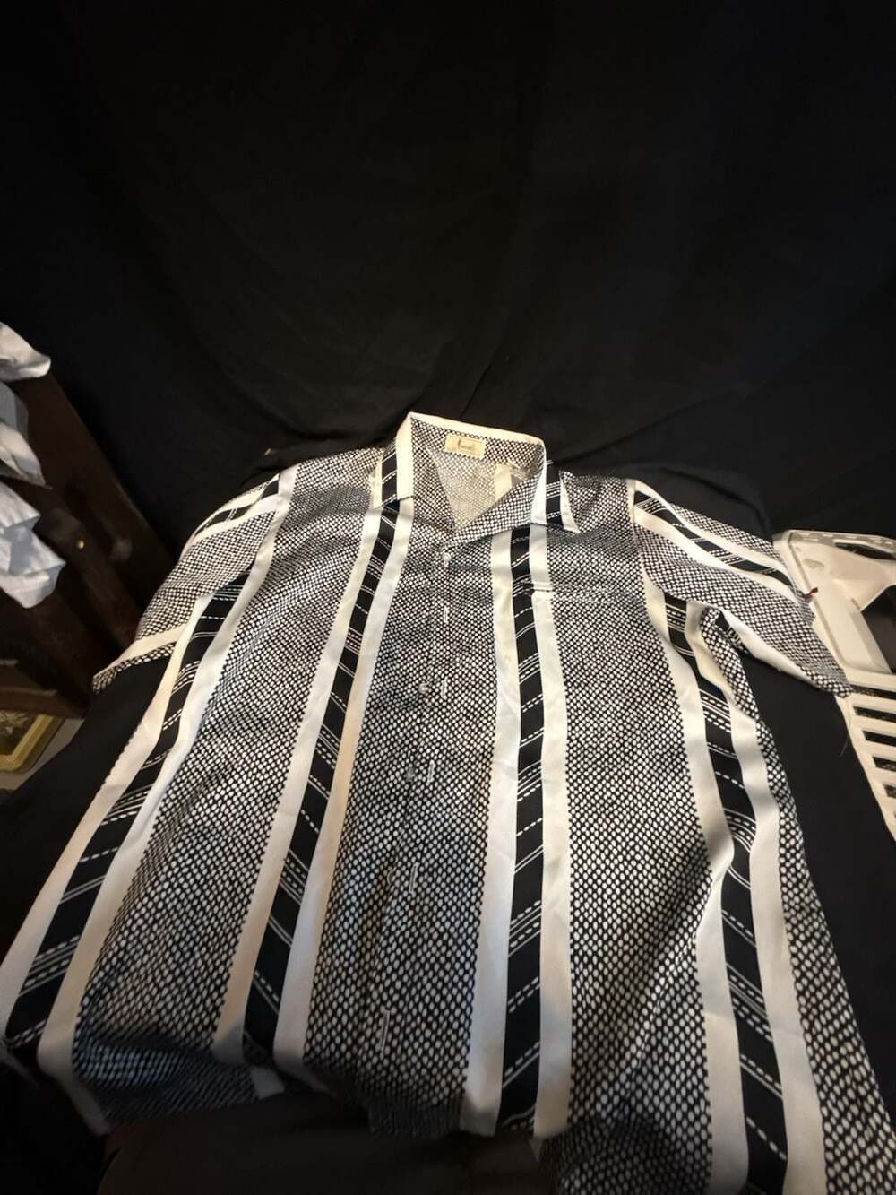 Munroe's Textured Combo Stripe Shirt, White/Black, Size L